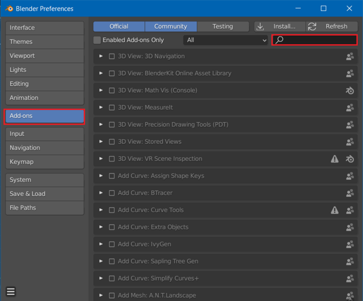 Fichier:Tutoriel de course SuperTuxKart depuis minetest BlenderPreferenceFenetre.png